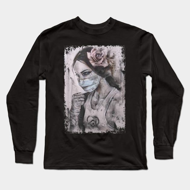 Healthcare Warrior Mask Long Sleeve T-Shirt by AlindaEudoro431994